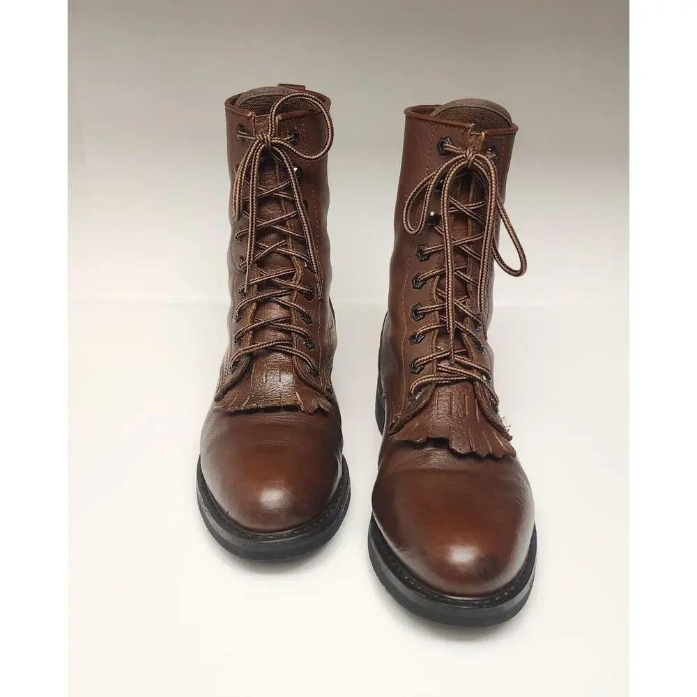 Rhino Men's Brown Leather  Lace Up Boots  Size 9.5
